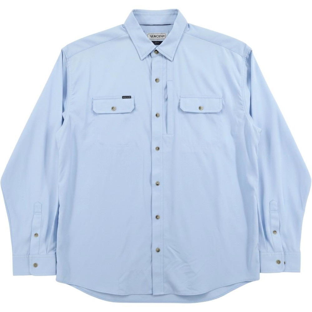 Poncho Magnetic Pocket Performance Shirt Light Blue Long Sleeve Mens XXL